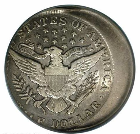 Barber Half Dollar off-center strike error showing blank planchet visible and design shifted significantly off-center